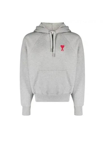 Small Heart Logo Hoodie Grey - AMI - BALAAN 1