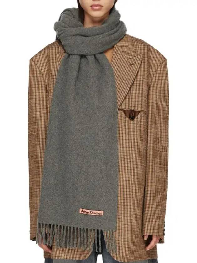 Logo Fringe Cashmere Muffler Melange Grey - ACNE STUDIOS - BALAAN 5