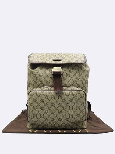 246103 GG Logo PVC Supreme Canvas Brown Leather Trim One Pocket Backpack - GUCCI - BALAAN 1