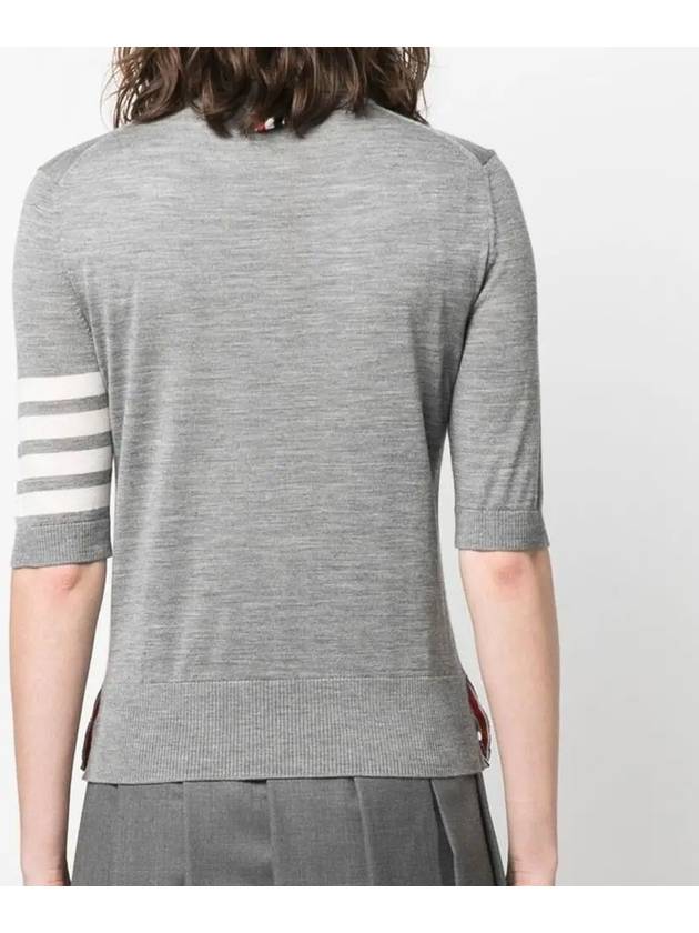 Fine Merino 4 Bar Relaxed Short Sleeve Turtleneck Grey - THOM BROWNE - BALAAN 5