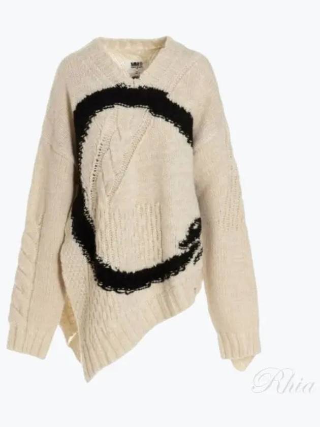 Women's Oversized Wool Knit Top White - MAISON MARGIELA - BALAAN 2