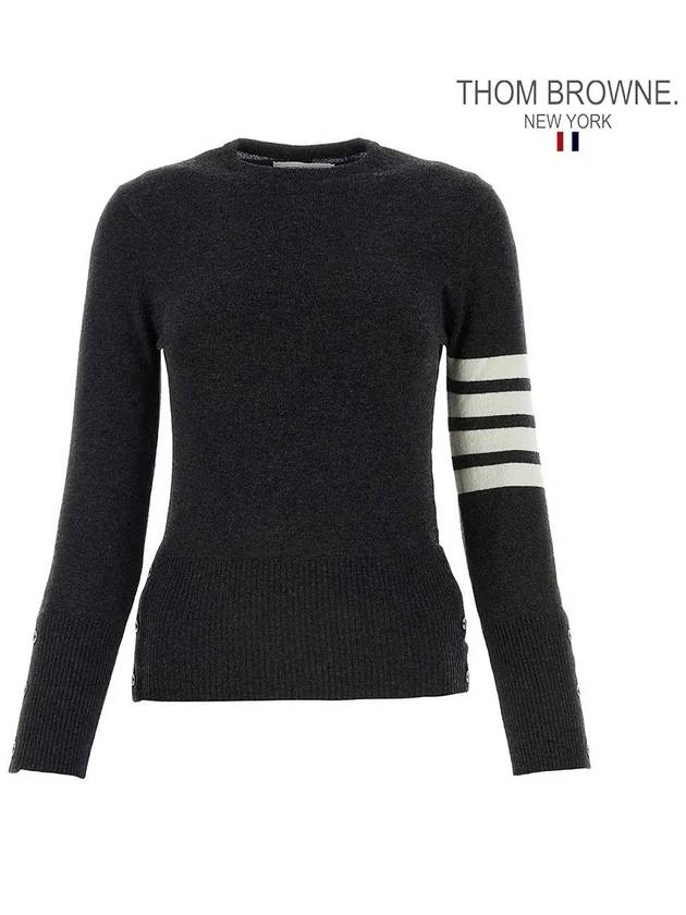 Women's 4 Bar Classic Cashmere Pullover Knit Top Dark Grey - THOM BROWNE - BALAAN 4