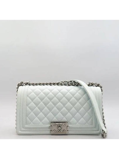 A67086 Sky blue color lambskin quilted silver boy medium chain flap shoulder bag - CHANEL - BALAAN 2