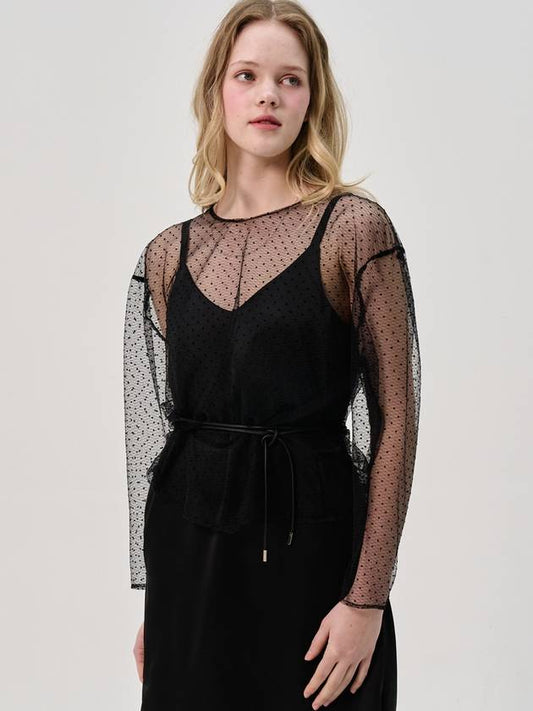 Sha Overfit Dot Lace Seethrough Top_Black - SORRY TOO MUCH LOVE - BALAAN 1