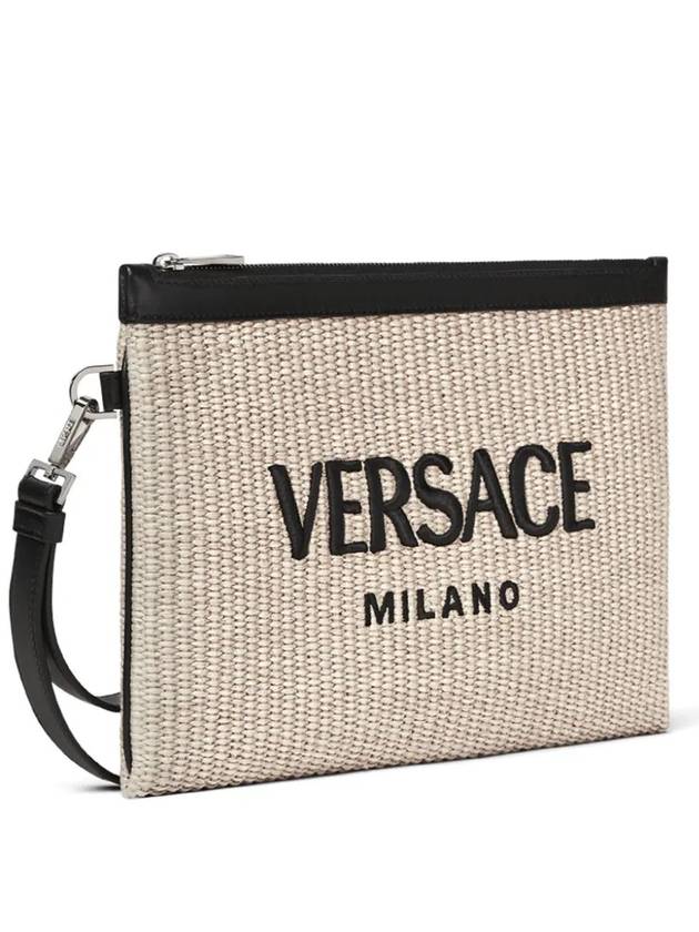 logo embroidered raffia clutch bag 10062431A09445 - VERSACE - BALAAN 5