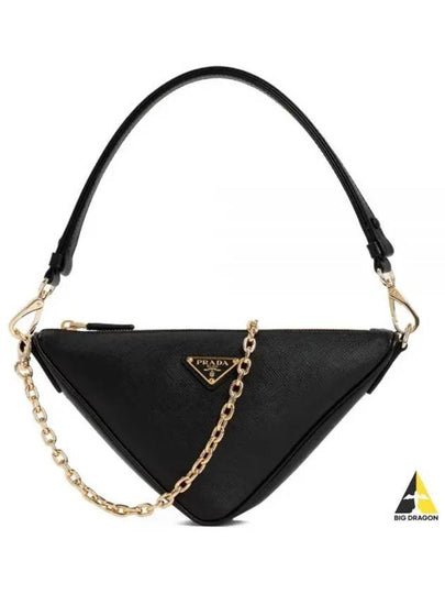 Triangle Saffiano Leather Shoulder Bag Black - PRADA - BALAAN 2