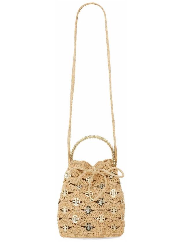 Beige Shoulder Bag With Removable Shoulder Strap In Raphia Woman - PACO RABANNE - BALAAN 3