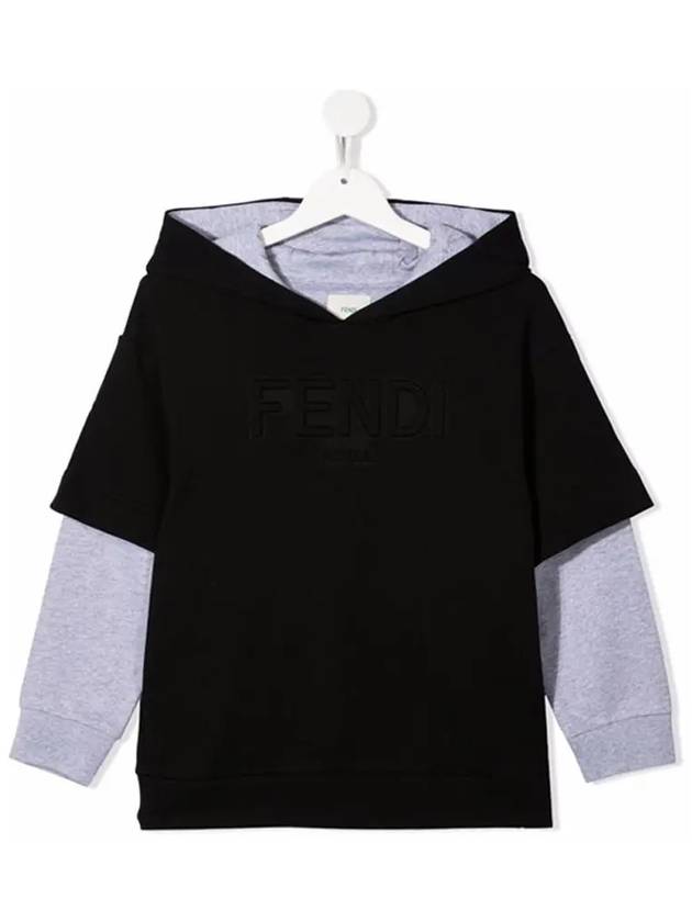 Kids Embroidered Logo Hooded Jumper Black JMH147 5V0 F0GME - FENDI - BALAAN 1