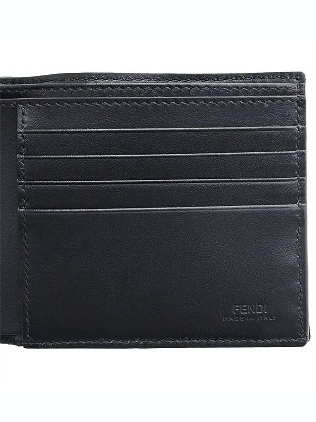 FF Fabric Leather Bifold Wallet Brown - FENDI - BALAAN 7