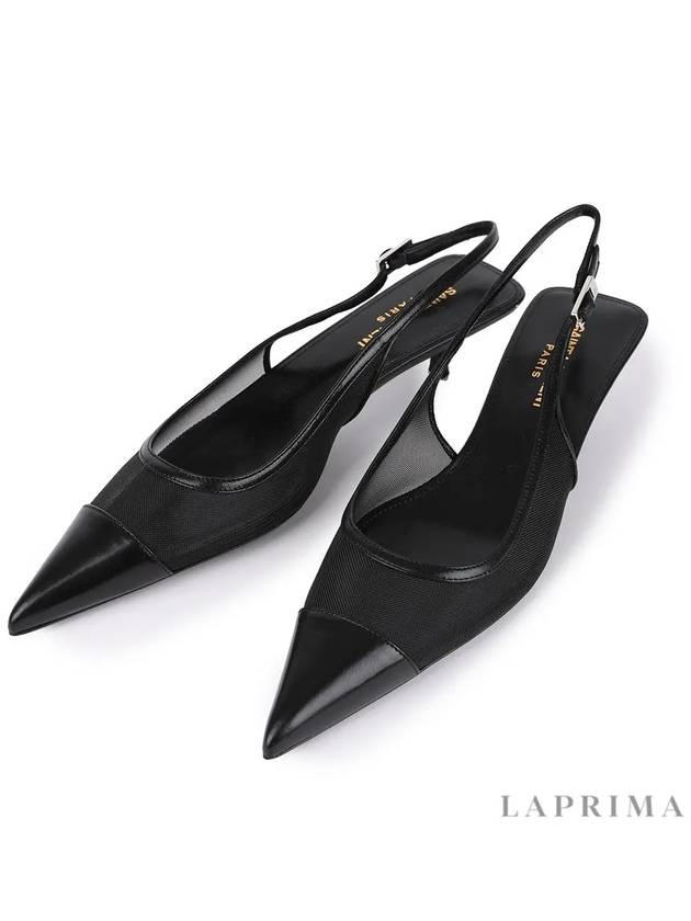 Oxalis Slingback Heels Black - SAINT LAURENT - BALAAN 9