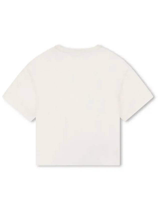 Kids Girls Short Sleeve T Shirt Ivory - KENZO - BALAAN 2