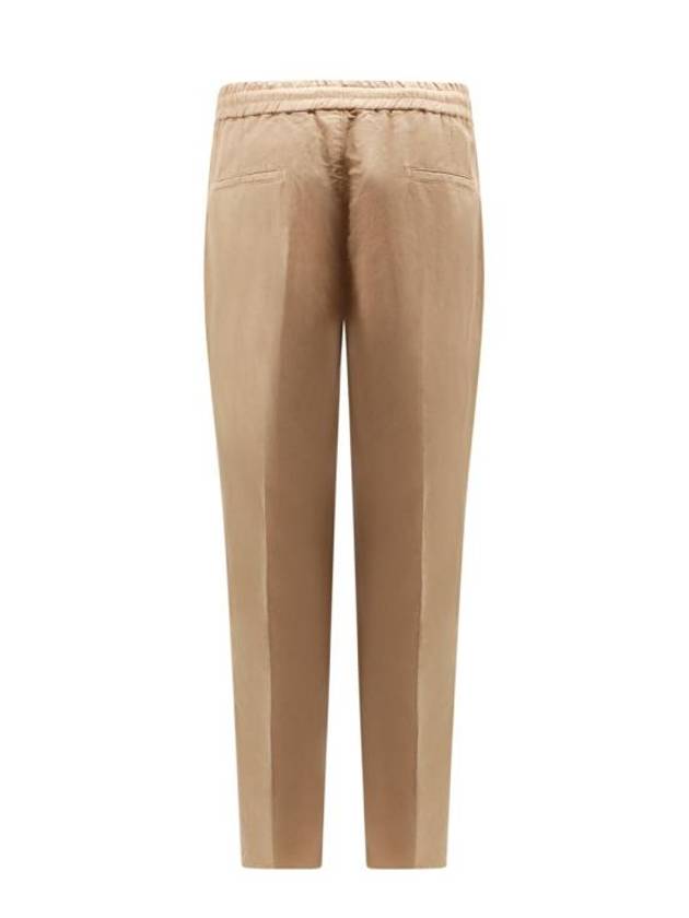 Drawstring Pleated Tapered Straight Pants Beige - BRUNELLO CUCINELLI - BALAAN 3