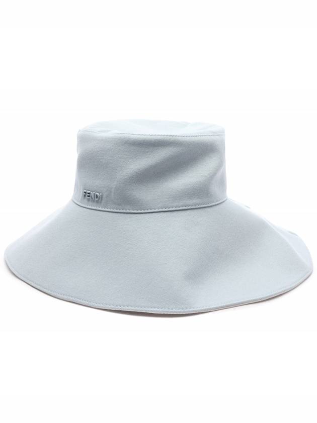 Logo Plaque Cloche Bucket Hat Light Blue - FENDI - BALAAN 4