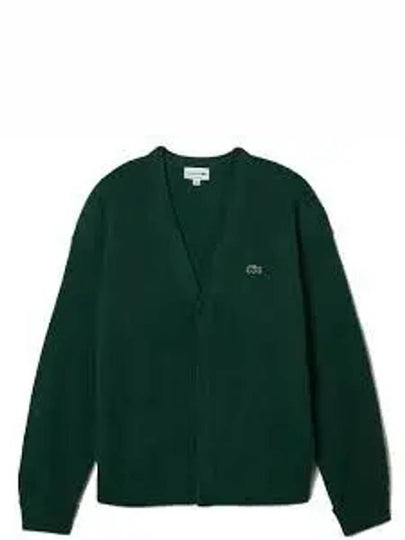 Relaxed Fit Button Wool Cardigan Green - LACOSTE - BALAAN 2