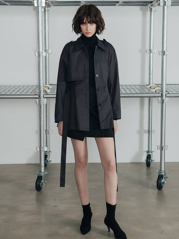 Button Half Trench Jacket Charcoal - HARDCORE HAPPINESS - BALAAN 3