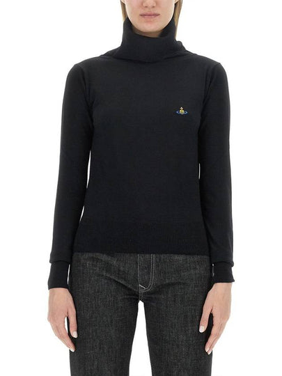 Bea ORB Embroidered Logo Turtleneck Black - VIVIENNE WESTWOOD - BALAAN 2