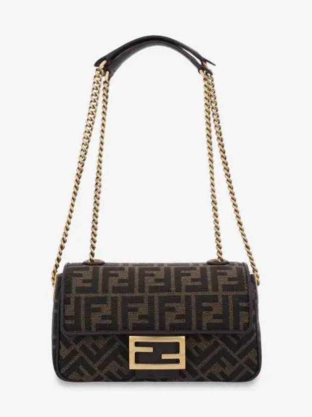 Baguette Chain FF Jacquard Medium Cross Bag Brown - FENDI - BALAAN 2