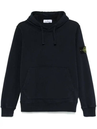 6100045 Organic Cotton Fleece Drawstring Hoodie Navy - STONE ISLAND - BALAAN 2