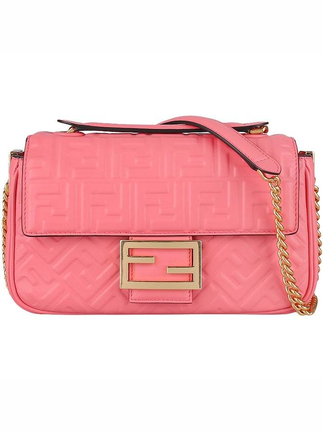 baguette emboss FF chain mini shoulder bag pink - FENDI - 3
