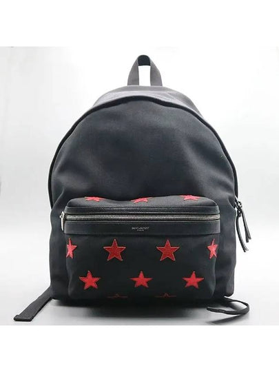 437087 Black Fabric Star Backpack - SAINT LAURENT - BALAAN 2