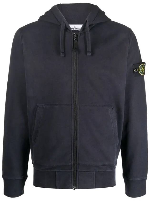 Wappen Patch Cotton Zip Up Hoodie Navy - STONE ISLAND - BALAAN 2