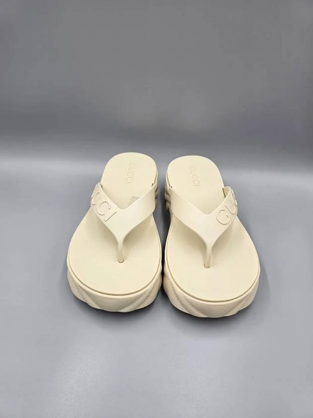 Women's Logo Thong Platform Flip Flops White - GUCCI - BALAAN 3