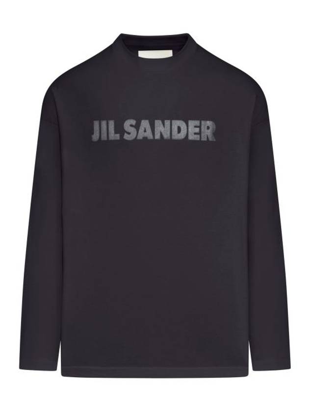 Logo Print Cotton Long Sleeve T-Shirt Black - JIL SANDER - BALAAN 2