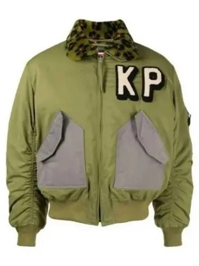 Men's Boxy Flight Fur Bomber Jacket Green - KENZO - BALAAN 2