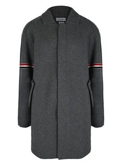 Arm Banding Striped Car Voile Wool Single Coat Grey - THOM BROWNE - BALAAN 2