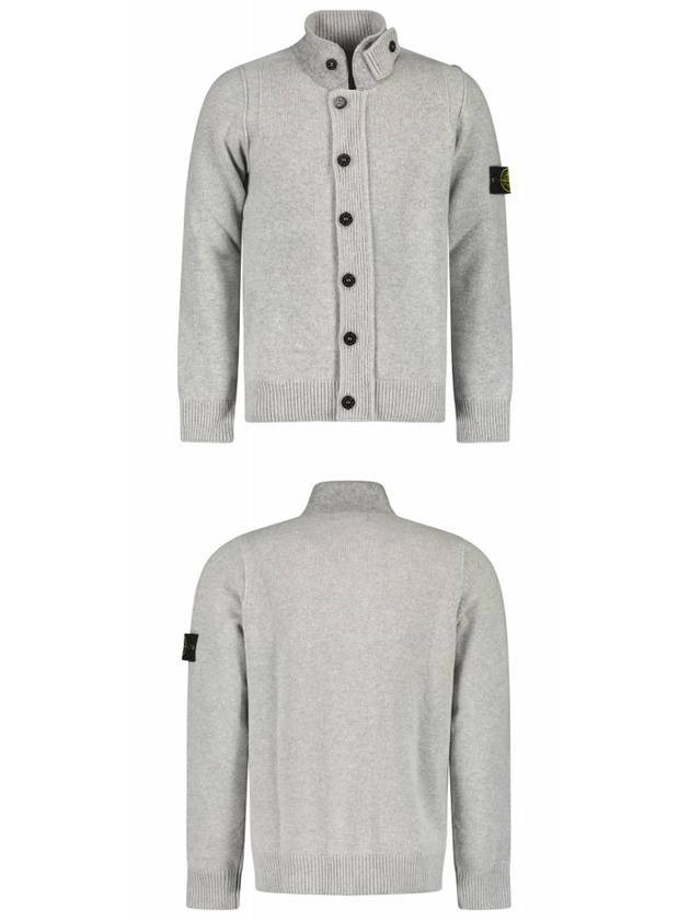 Lambswool Knit Cardigan Grey Melange - STONE ISLAND - BALAAN 5