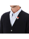 Men's Jersey Stitch V-Neck Cardigan Navy - THOM BROWNE - BALAAN 6