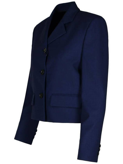 Msgm Navy Virgin Wool Crop Blazer - MSGM - BALAAN 2