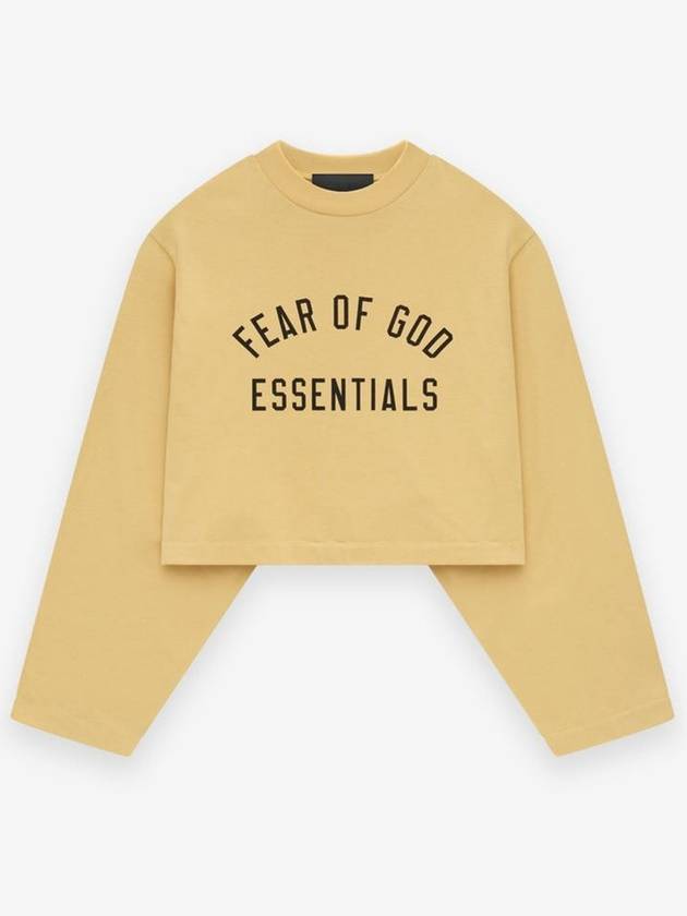 Logo Print Cropped Long Sleeve T-Shirt Yellow - FEAR OF GOD ESSENTIALS - BALAAN 2