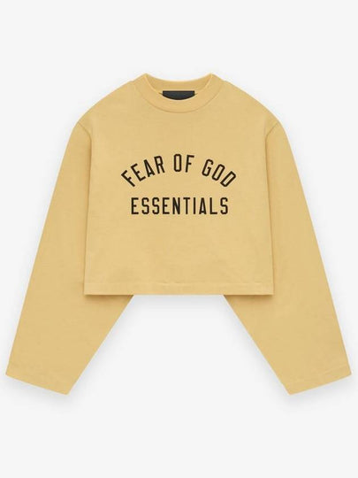 Logo Print Cropped Long Sleeve T-Shirt Yellow - FEAR OF GOD ESSENTIALS - BALAAN 2