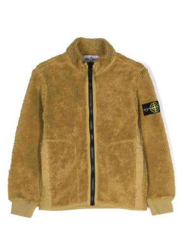 Kids Garment Dyed Cotton Polyester Terry Zip Up Jacket Mustard - STONE ISLAND - BALAAN 1