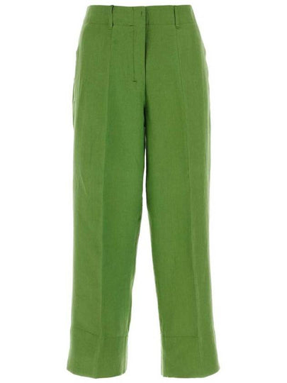 Rebecca Rebecca Linen Crop Wide Pants Green - S MAX MARA - BALAAN 2