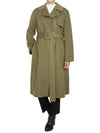 Wrap Wool Cashmere Belt Trench Coat Green - THEORY - BALAAN 7