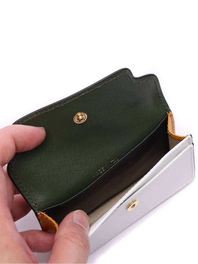 Logo Color Block Saffiano Card Wallet Green - MARNI - BALAAN 7