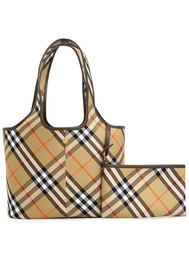 Check Small Tote Bag Sand - BURBERRY - BALAAN 3