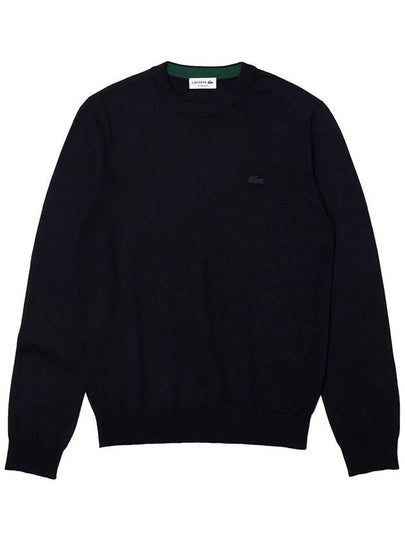 Crew Neck Merino Wool Knit Top Navy - LACOSTE - BALAAN 2