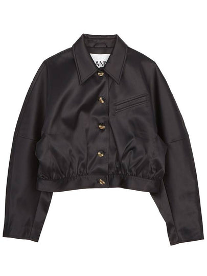 Double Satin Shorts Jacket Black - GANNI - BALAAN 2