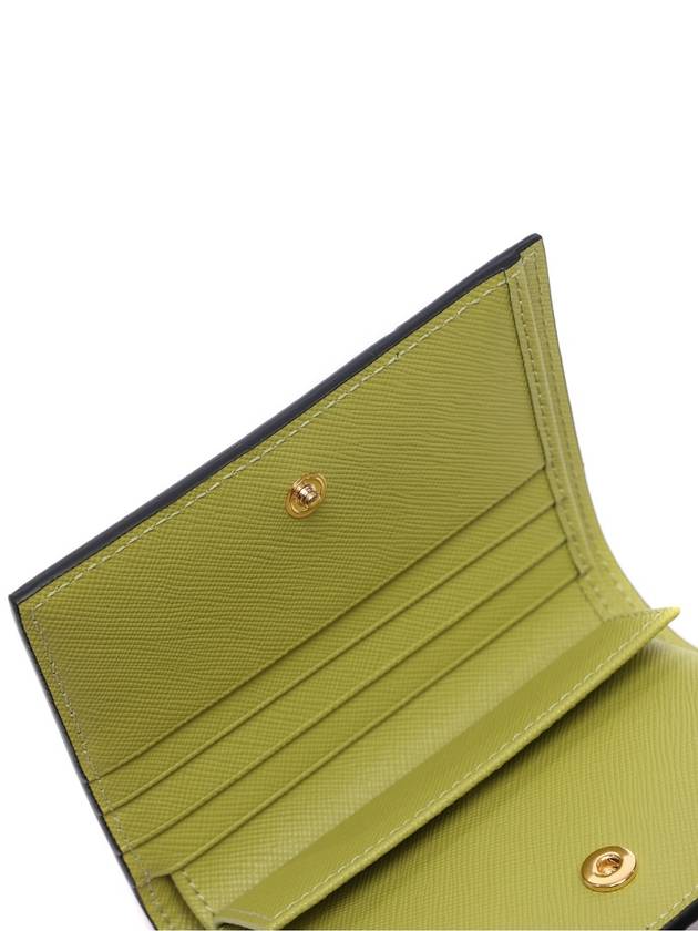 Logo Saffiano Leather 2-fold Bifold Wallet White Olive - MARNI - BALAAN.