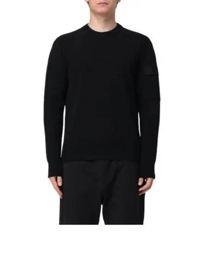 Merino Wool Crew Neck Knit Top Black - CP COMPANY - BALAAN 2