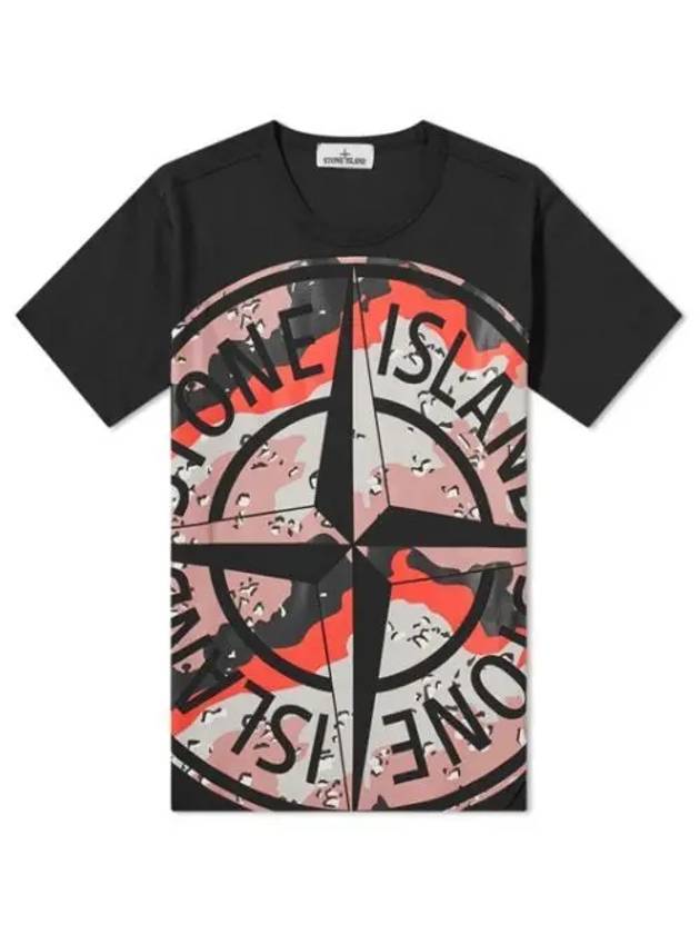 Men's Camo Big Logo Print Short Sleeve T-Shirt Black - STONE ISLAND - BALAAN 2