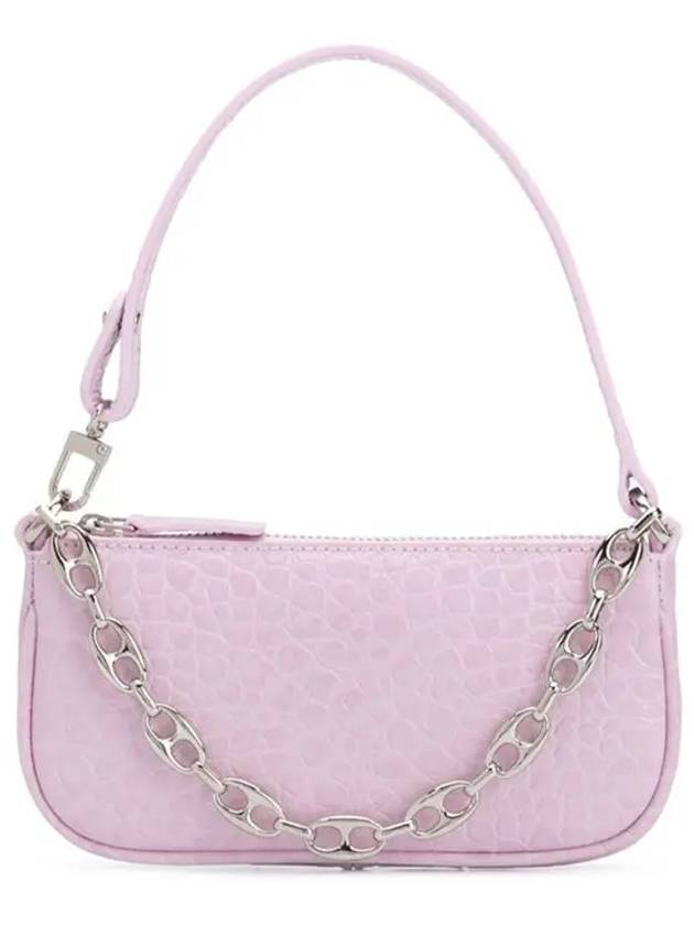 Mini Rachel Crocker Embossed Leather Shoulder Bag Pink - BY FAR - BALAAN 3