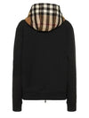 Check Hood Cotton Zip Up Hoodie Black - BURBERRY - BALAAN 3