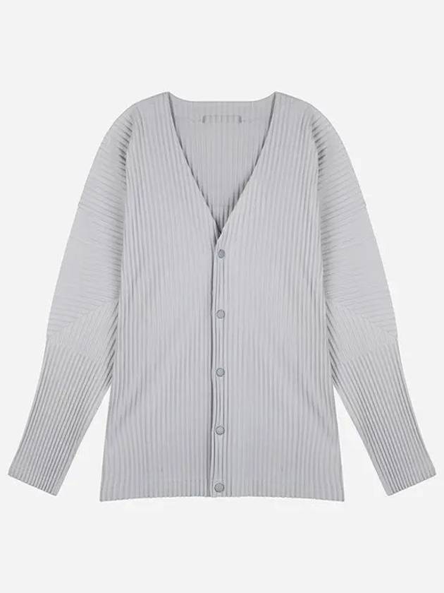 V-Neck Pleated Cardigan Grey - ISSEY MIYAKE - BALAAN 2