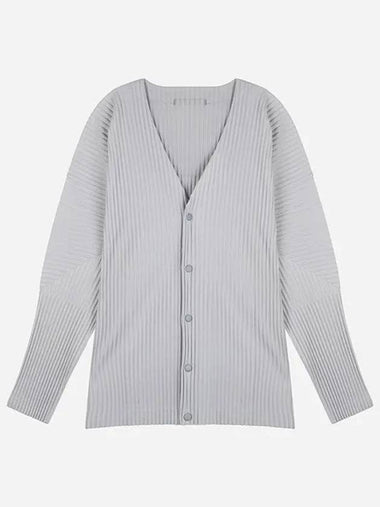 HP46JL441 11 Homme Pliss Pleated V neck Cardigan Gray 1006845 - ISSEY MIYAKE - BALAAN 1