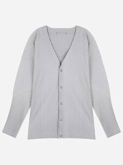 V-Neck Pleated Cardigan Grey - ISSEY MIYAKE - BALAAN 2