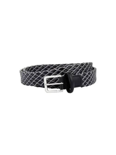 Men s diamond rope pattern leather belt black 271327 - GIORGIO ARMANI - BALAAN 1